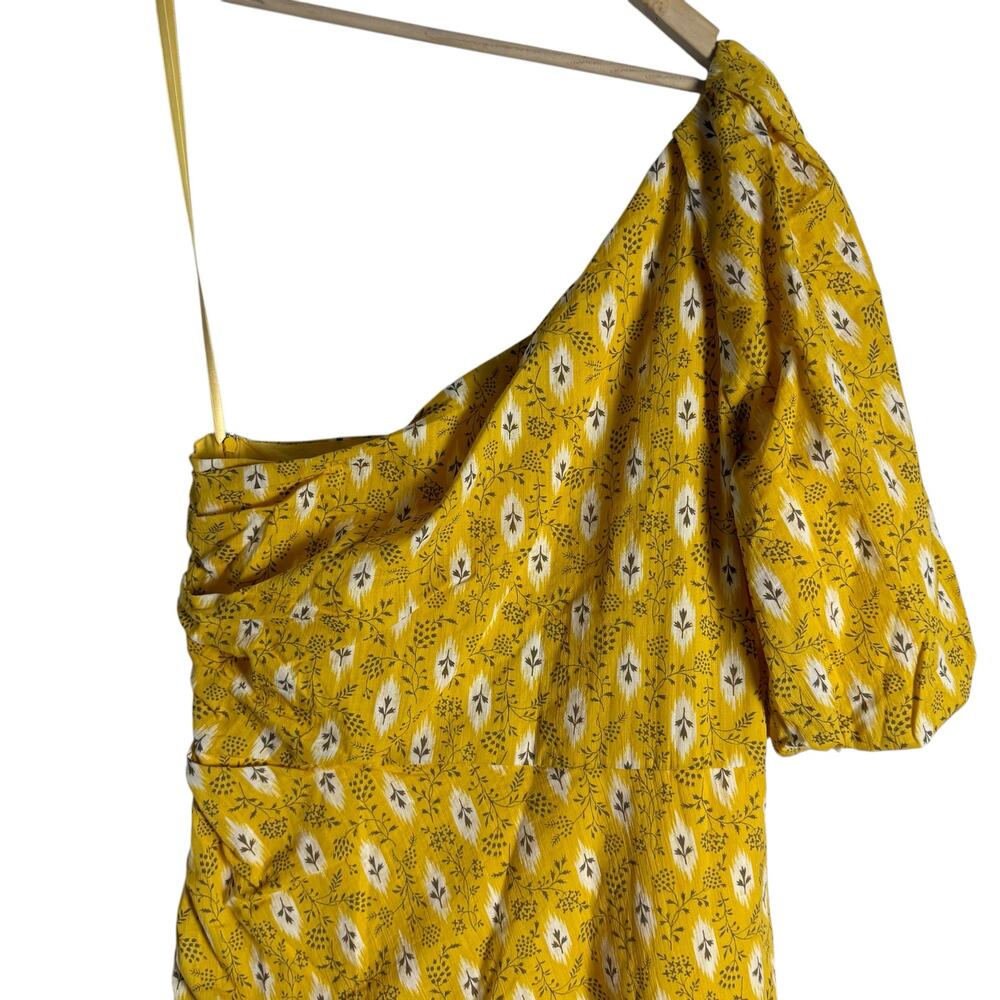 Veronica Beard Virginia Sun Yellow One Shoulder Floral Tiered Maxi Dress Size 16 - Picture 11 of 16